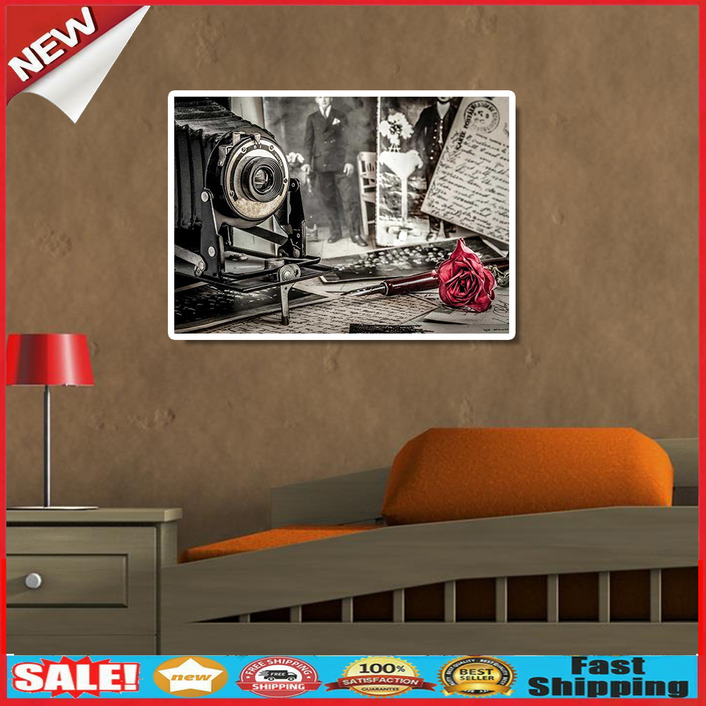 5D Round Diamond Painting Old Camera Cross Stitch Embroidery Mosaic Decor @