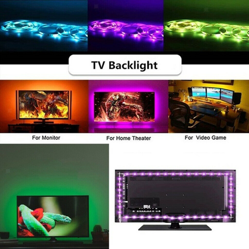 RGB LED Light Strip Tape Waterproof Bar TV Decoration Lamp 5V Set 4m