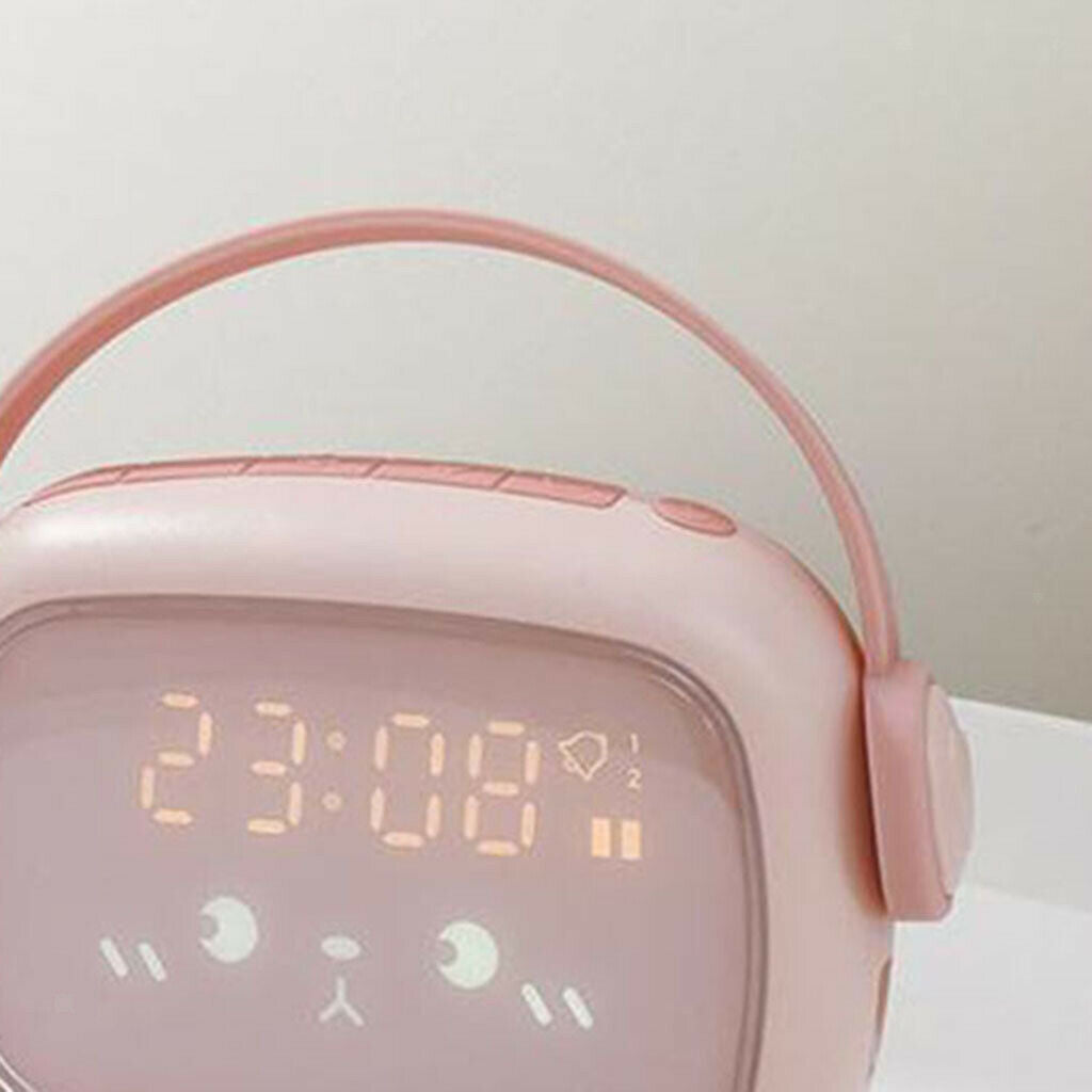 Kids  Alarm Clock Night Light  for Bedroom Children Sleep Trainer Pink