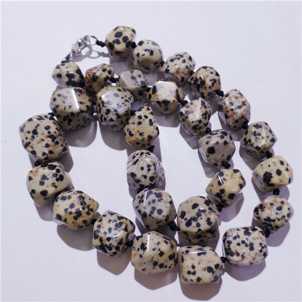 1 Strand Natural Dalmation Jasper Freeform Beads Handmade Necklace 42cm HH9156