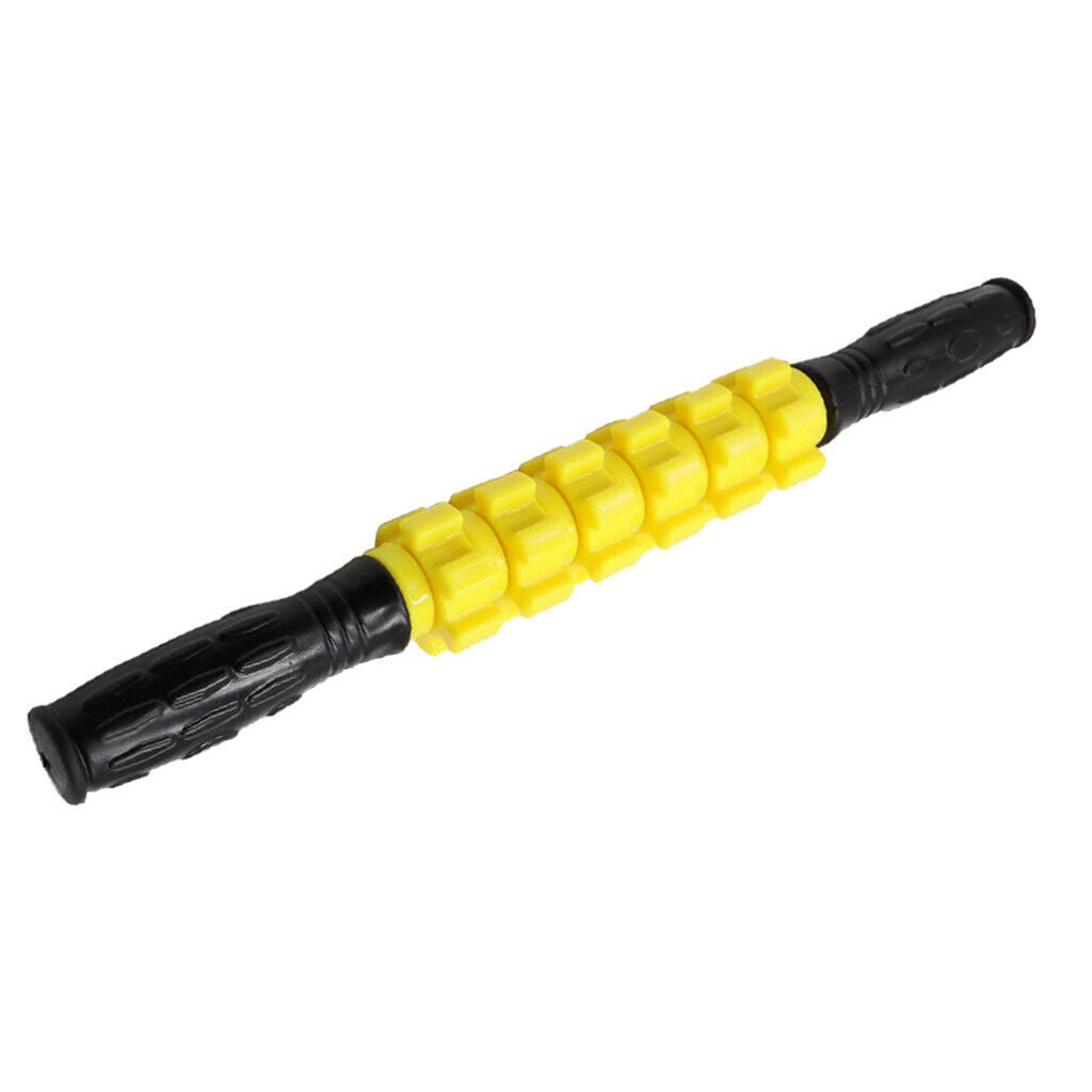 6 Wheel Muscle Roller Massage Stick With Massage Point For Body Relax Yellow