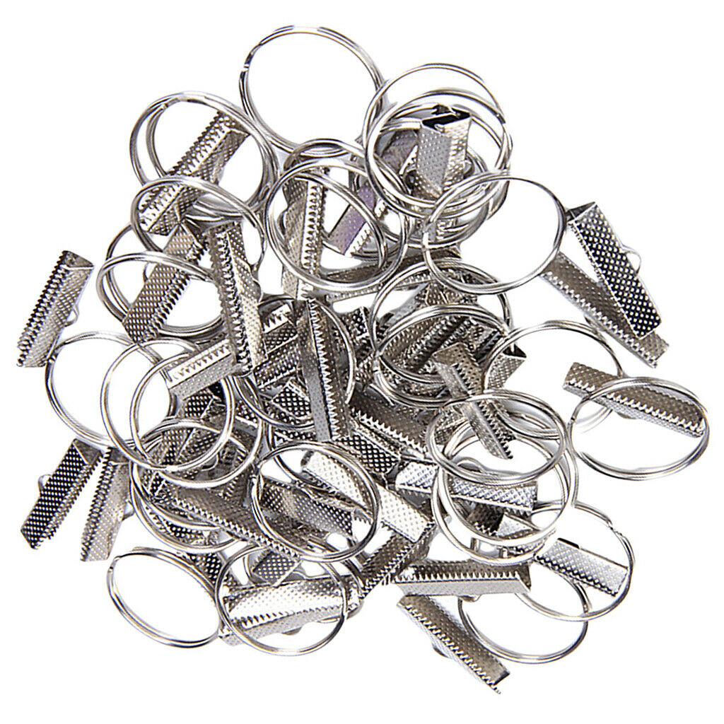 50 Sets Key Fob Chain Wristlet Hardware Key Ring Keychains Ribbon DIY Crafts