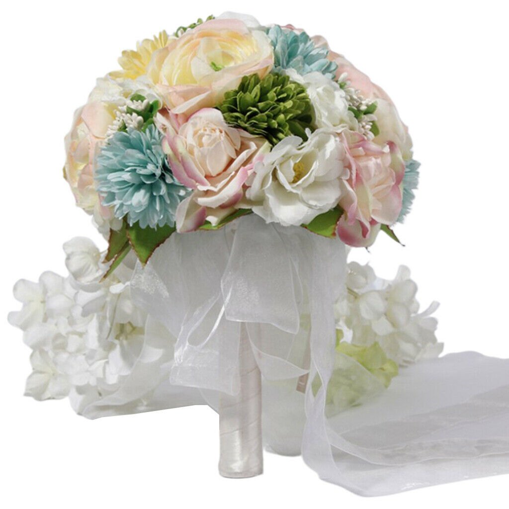 Cascade Bouquet Wedding Bridal Bridesmaid Artificial Silk Hand Tied Flowers