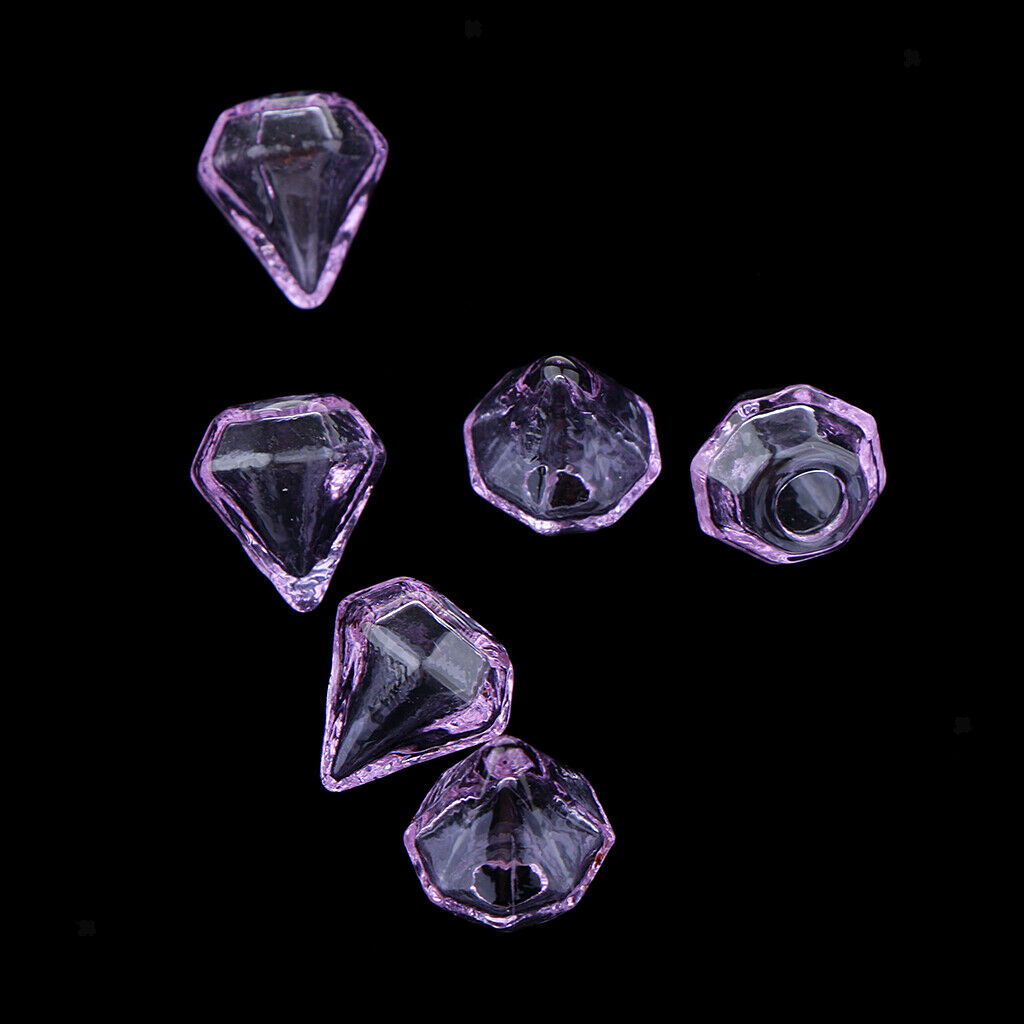 6 Pcs Clear Glass Bottle Charm Pendant DIY Craft Jewelry Making Purple