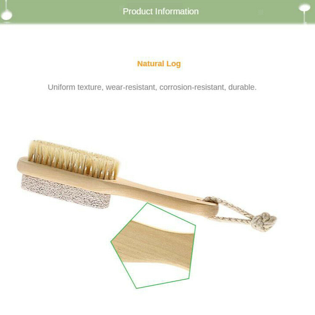 Practical Double Sided Wood Foot Care Bristle Brush Remover Pedicure Tool
