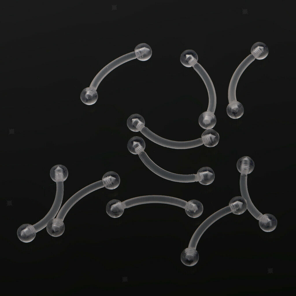 10 Pieces Acrylic Transparent Hoop Ring Bar Eyebrow Navel  18G
