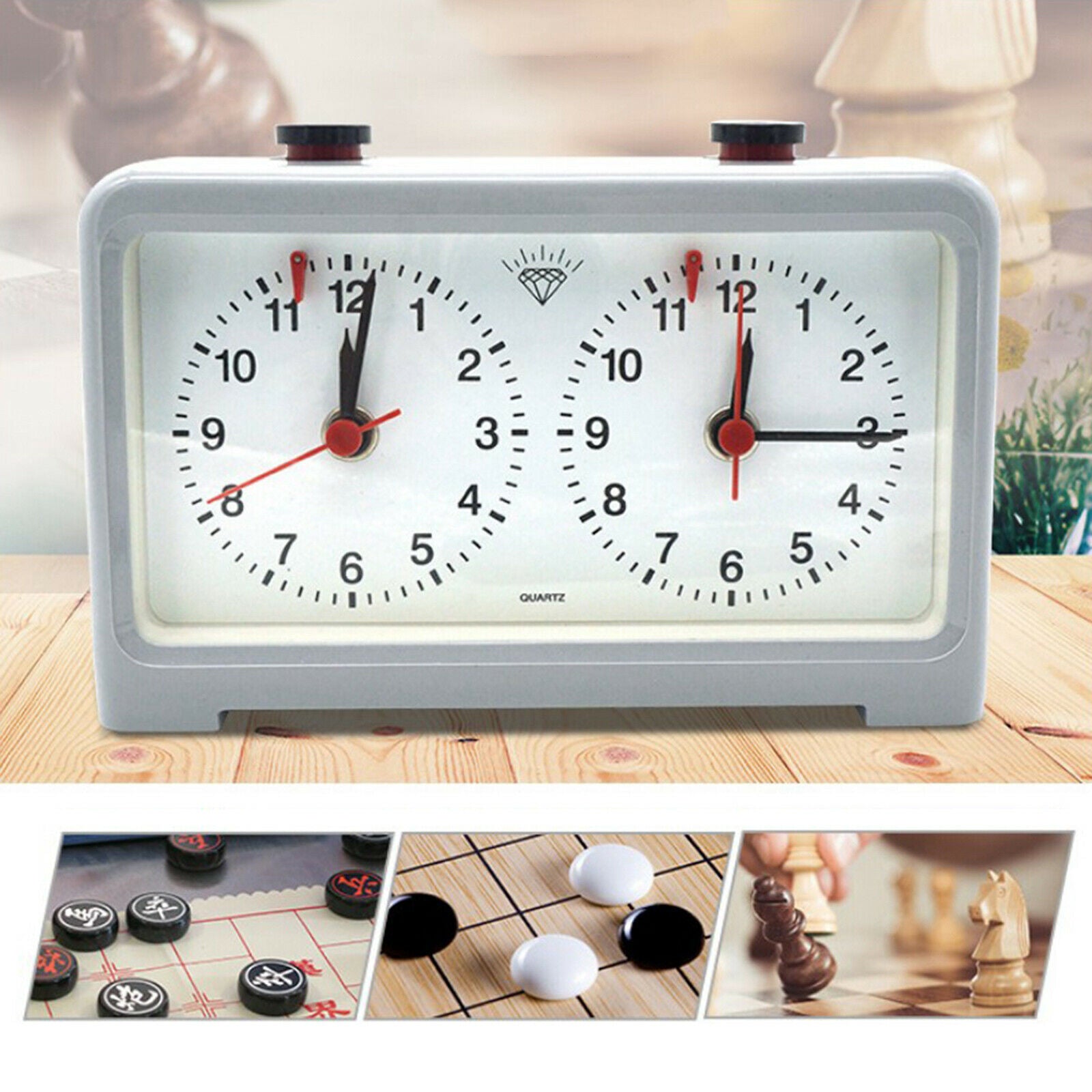 Classic Chess Clock Wind-Up Alarm Timer Chess Board Games Accessories Gray