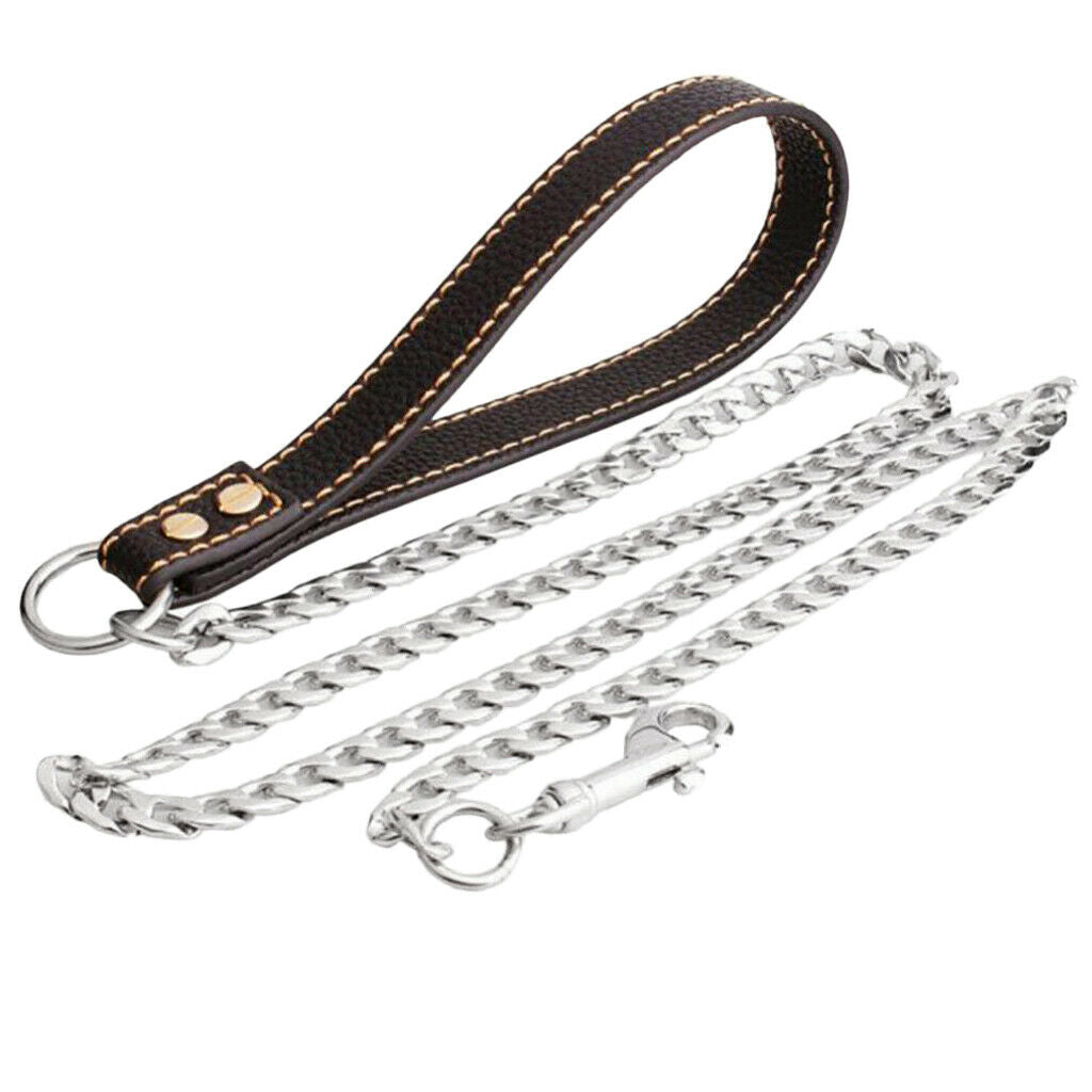 Dog Chain Leather for Small Medium Large Breeds - Obedience Training Slip Collar