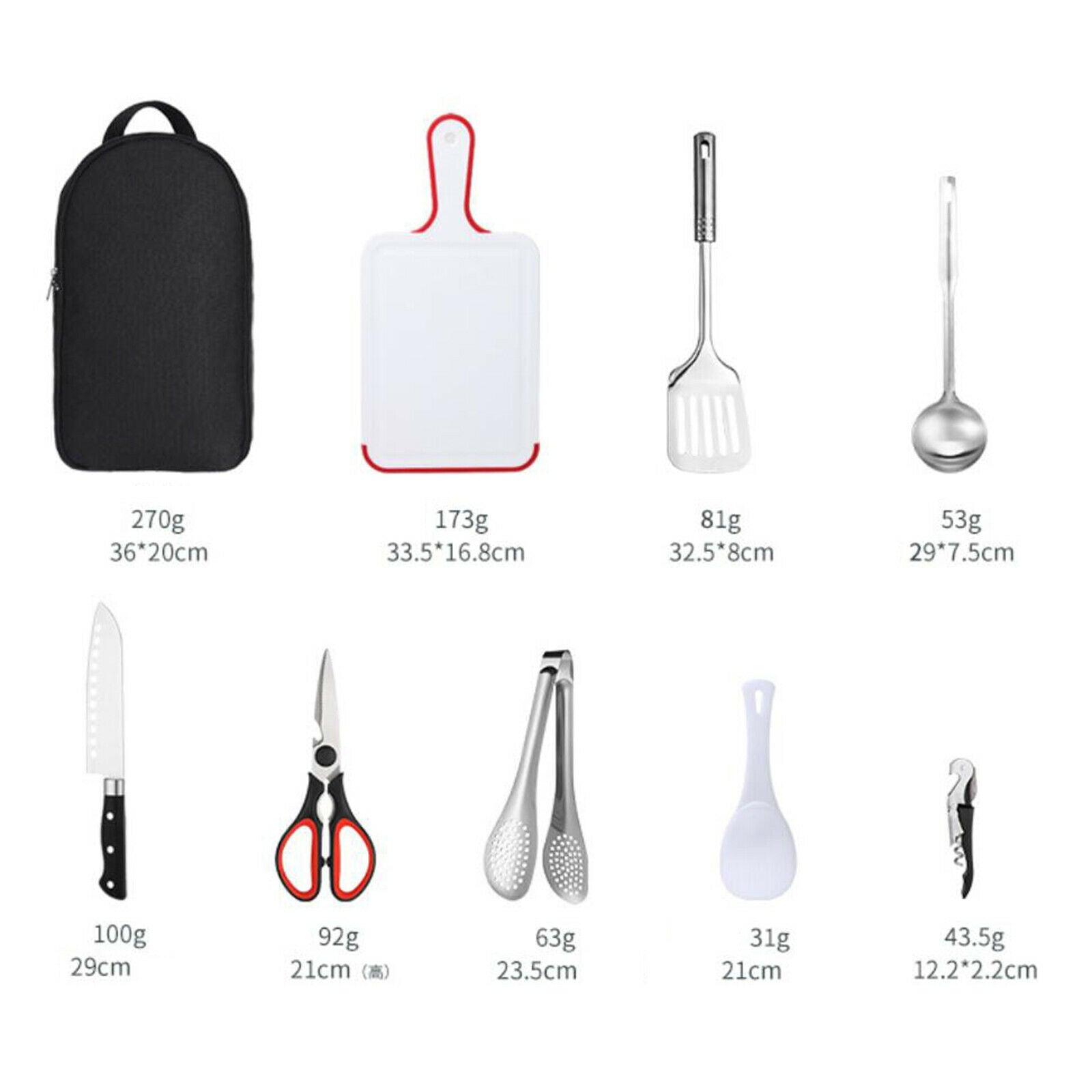 Outdoor Kitchen Utensil Set Camping Picnic Cookware Kit with Organizer Case