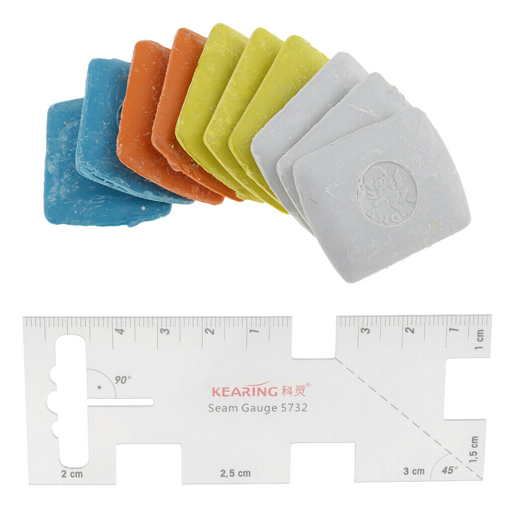 Assorted Plastic Seam Gauge Ruler and Tailor's Chalk DIY Sewing Crafts Tools
