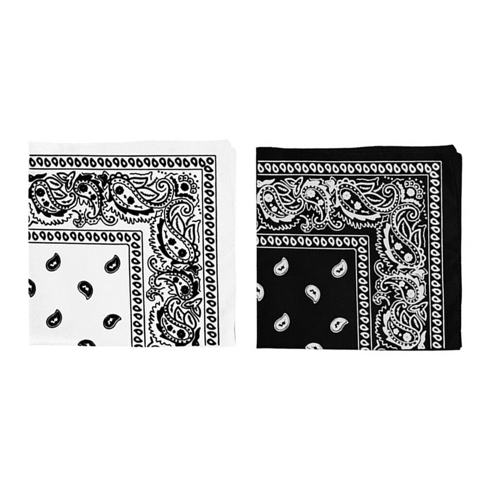2 Pack Women Mens Cotton Paisley Cowboy Bandana Scarf Head Wrap Wristband