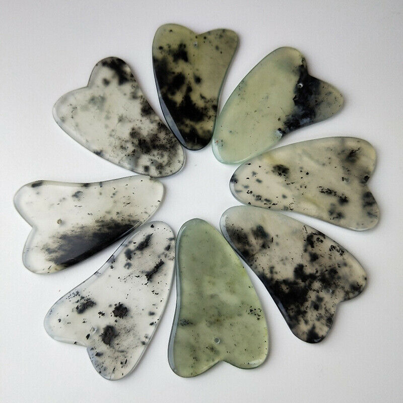 Gua Sha Board Scraper Natural Ink Jade Stone Guasha Massage Tool Care Health Qx