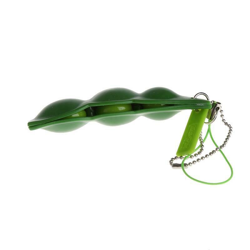 Squeeze-a-Bean Soybean Fidget Vent Toys Stress Relieving Keychain Keyring Gift