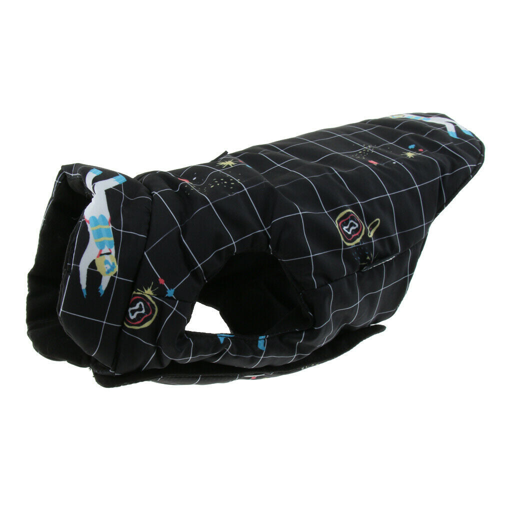 Pet Small Dog Teddy Double-sided Waterproof Cotton Vest Jacket Coat Black M