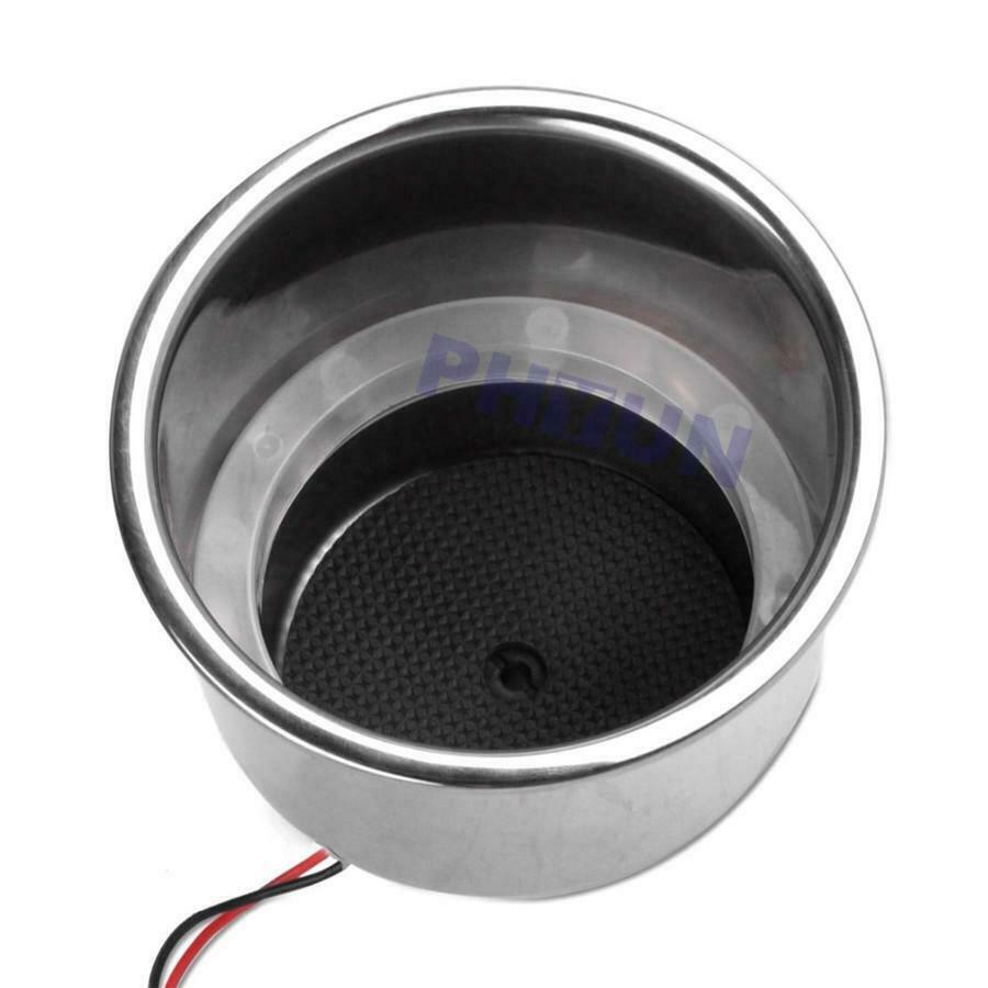 1 Pc Recessed Stainless Steel Cup Holder with RGB Remote Control LED Decor Light
