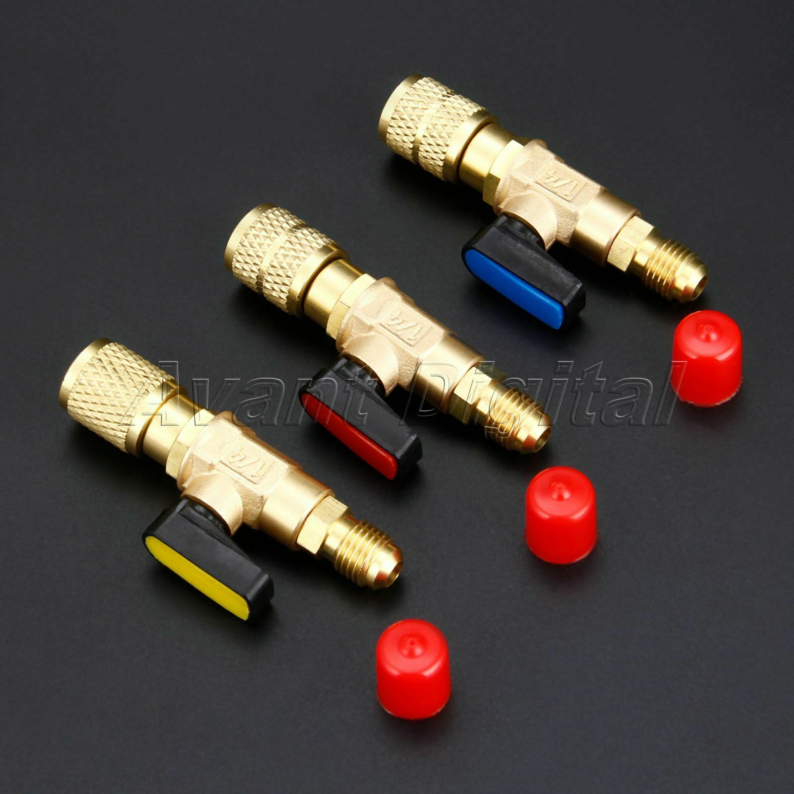 3Pcs HVAC A/C Straight SHUT-OFF Ball Valve Adapter 1/4" 5/16" SAE R22 R12 R410a