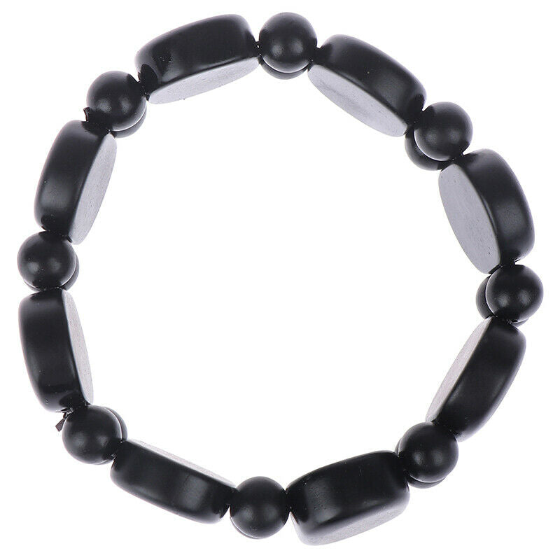 Hand Bracelet Natural Bianshi Beads Black stone Needle Women Men charm fash Rf