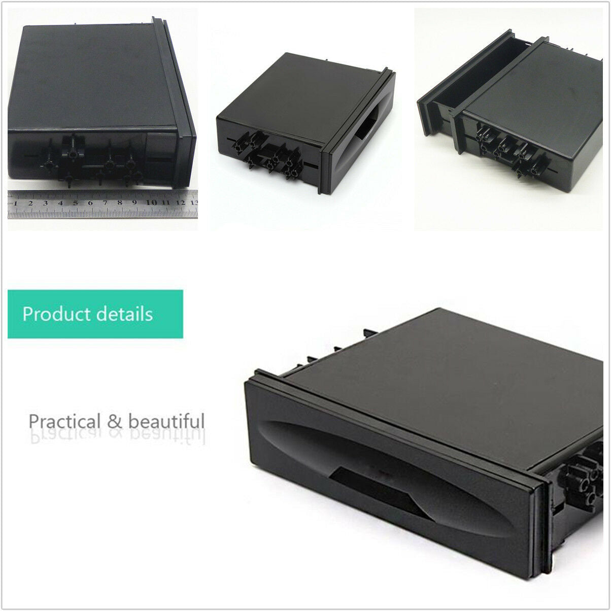 Single Din Car auto Dash Radio Installation Pocket Kit Storage Box Universal