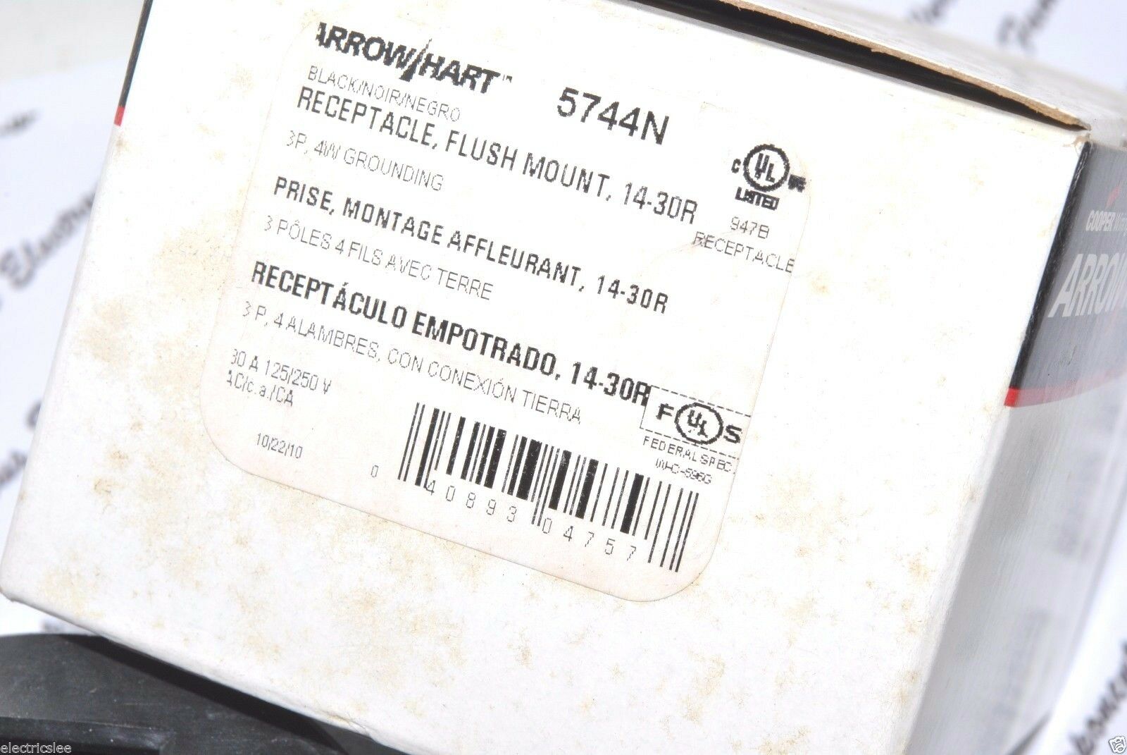 1pcs-COOPER 5744N NEMA 14-30R 30A 125/250V AC Power Receptacle