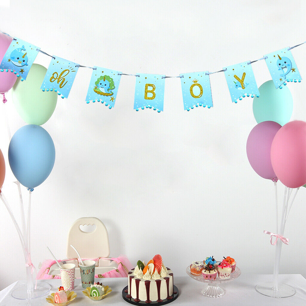 Shark Series Paper Banner Birthday Bunting Children Garland Hanging Decor
