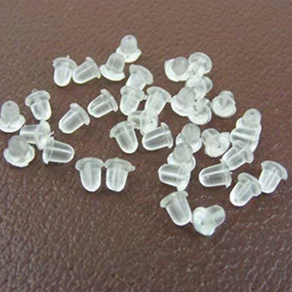 100pcs Earring Backs Set Transparent Plastic 4mm Locking Earring Backs Ear LIN
