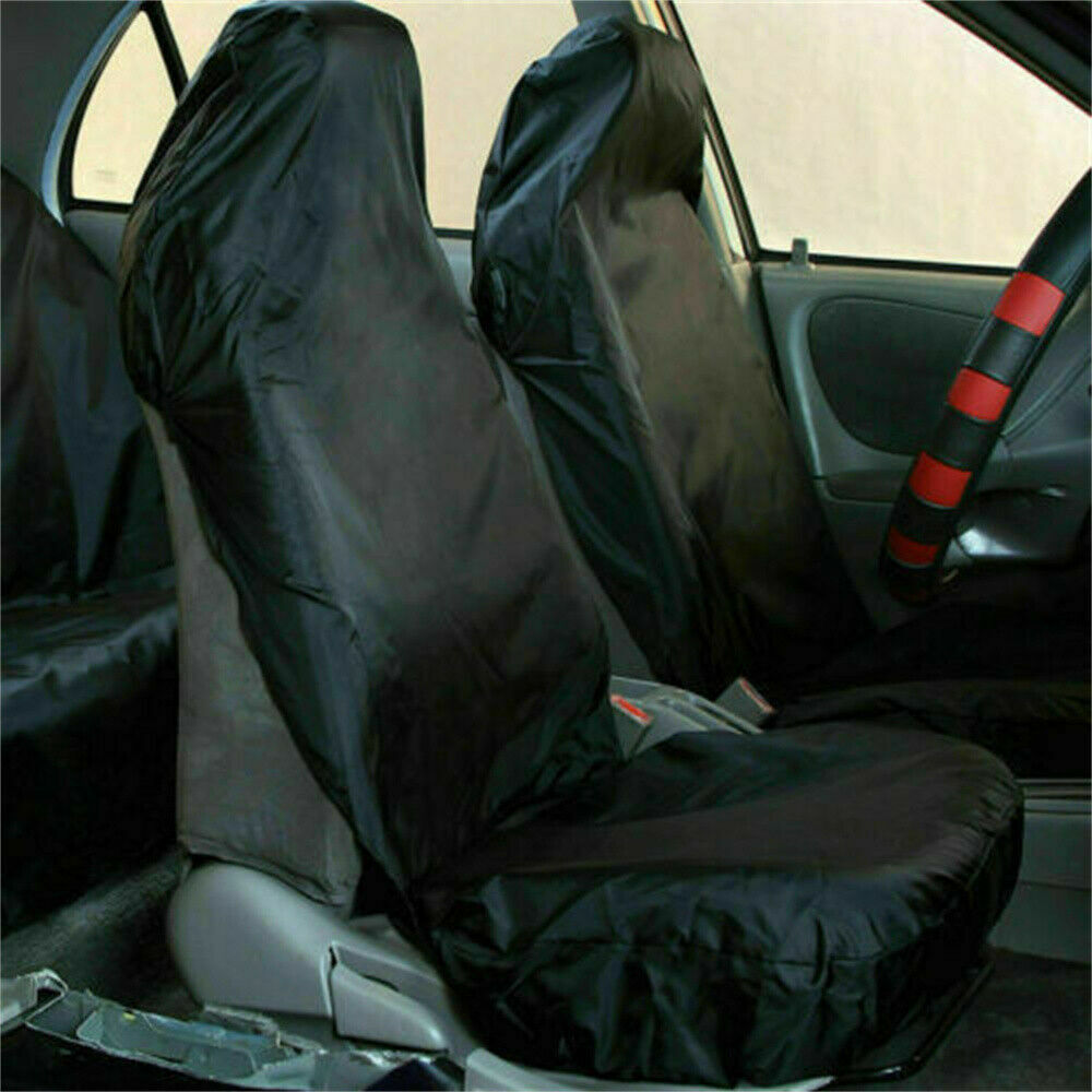 Pair Black Car Front Seat Covers Seat Protector Waterproof Universal Anti Slip