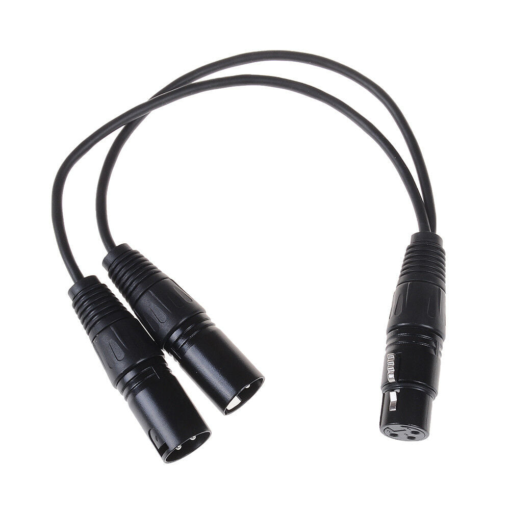 3pin xlr female jack to dual 2 male plug Y splitter cable adaptor 0. cord.l8