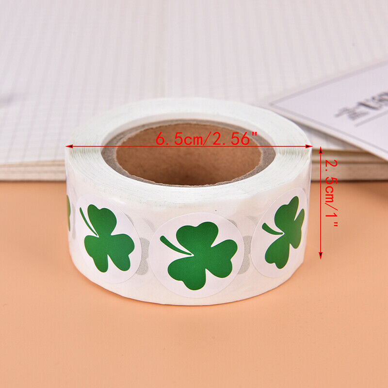 500pc Shamrock Stickers Clover Roll Stickers 1Inch Tags Adhesive Label  F.l8