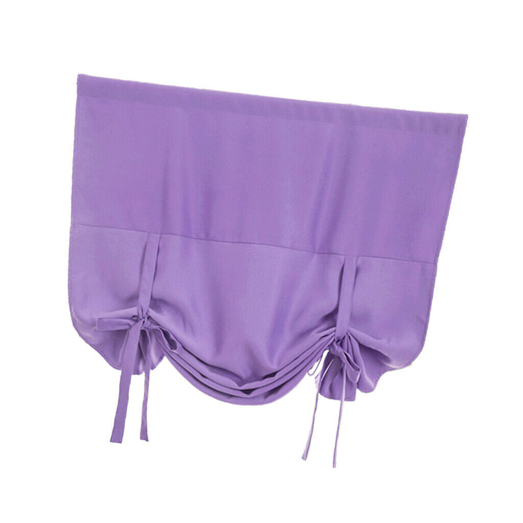 Thermal Insulated Grey Blackout Curtain Tie Up Shade for Small Window Purple
