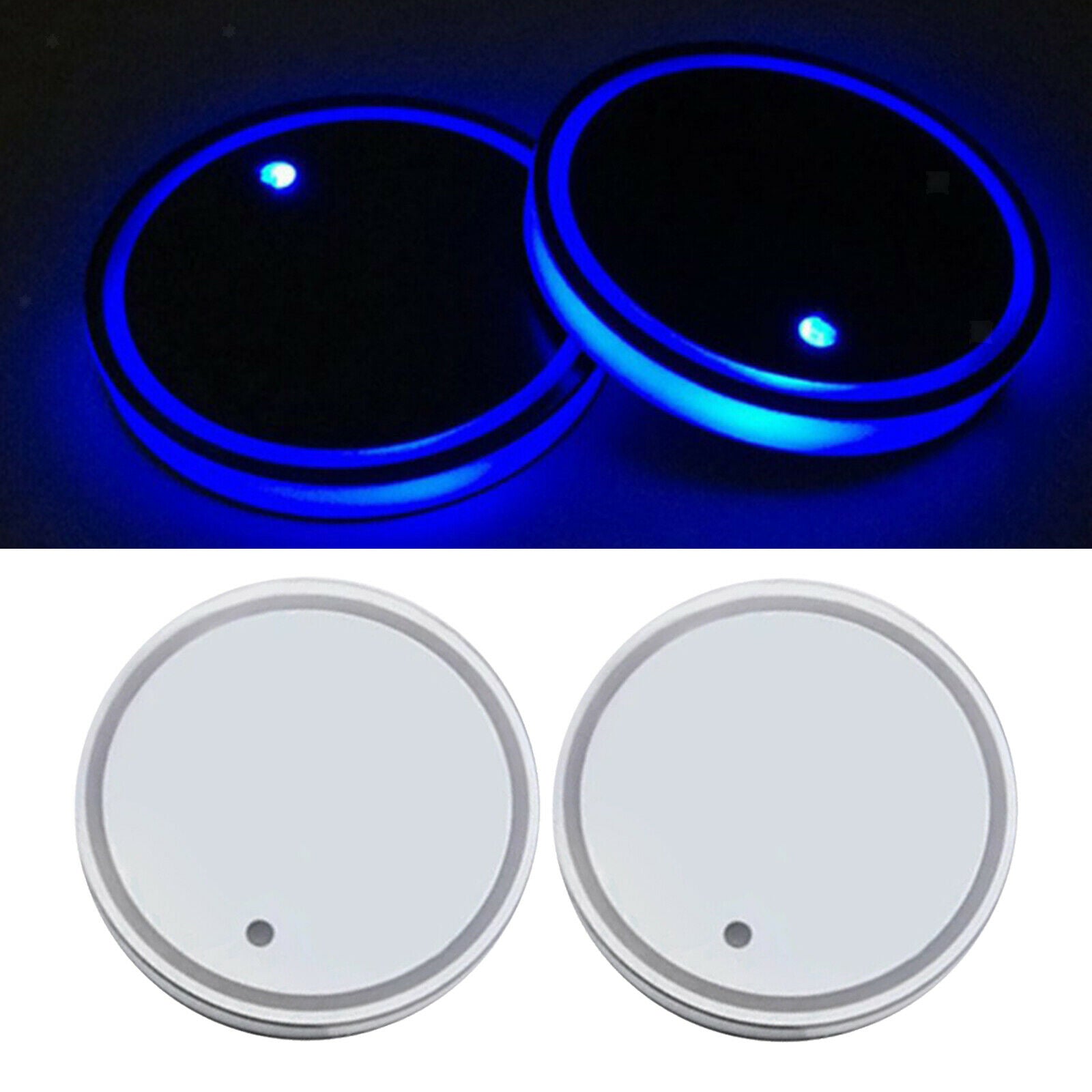 Car LED Cup Holder Luminescent Coaster 7 Colors USB Charging for Drink Mat