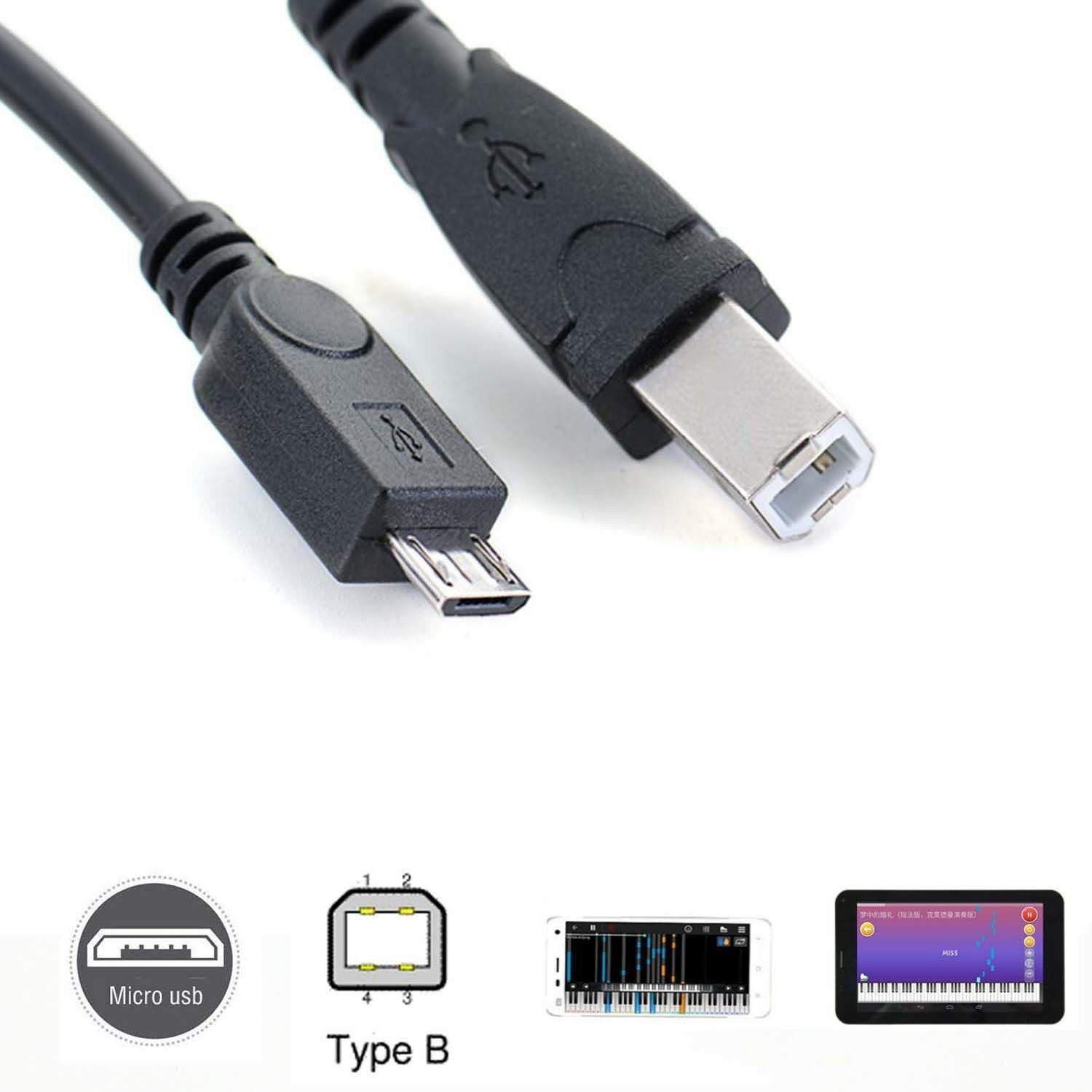 micro usb Male to USB 2.0 B Male Data OTG Cable Phone Electronic piano drum tt