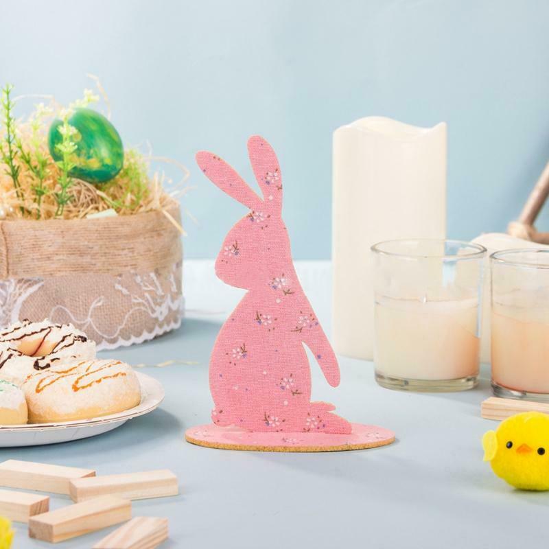 4Pcs Happy Easter Bunny Table Centerpiece Felt DIY Spring Party Home Decorations