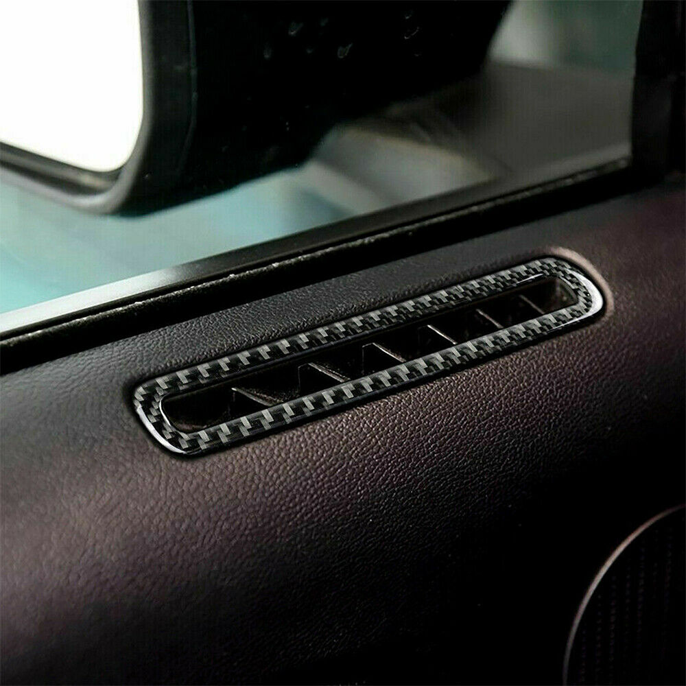 2X Carbon Fiber Interior Door Air Vent Outlet Cover Trim For Ford Mustang 2015+