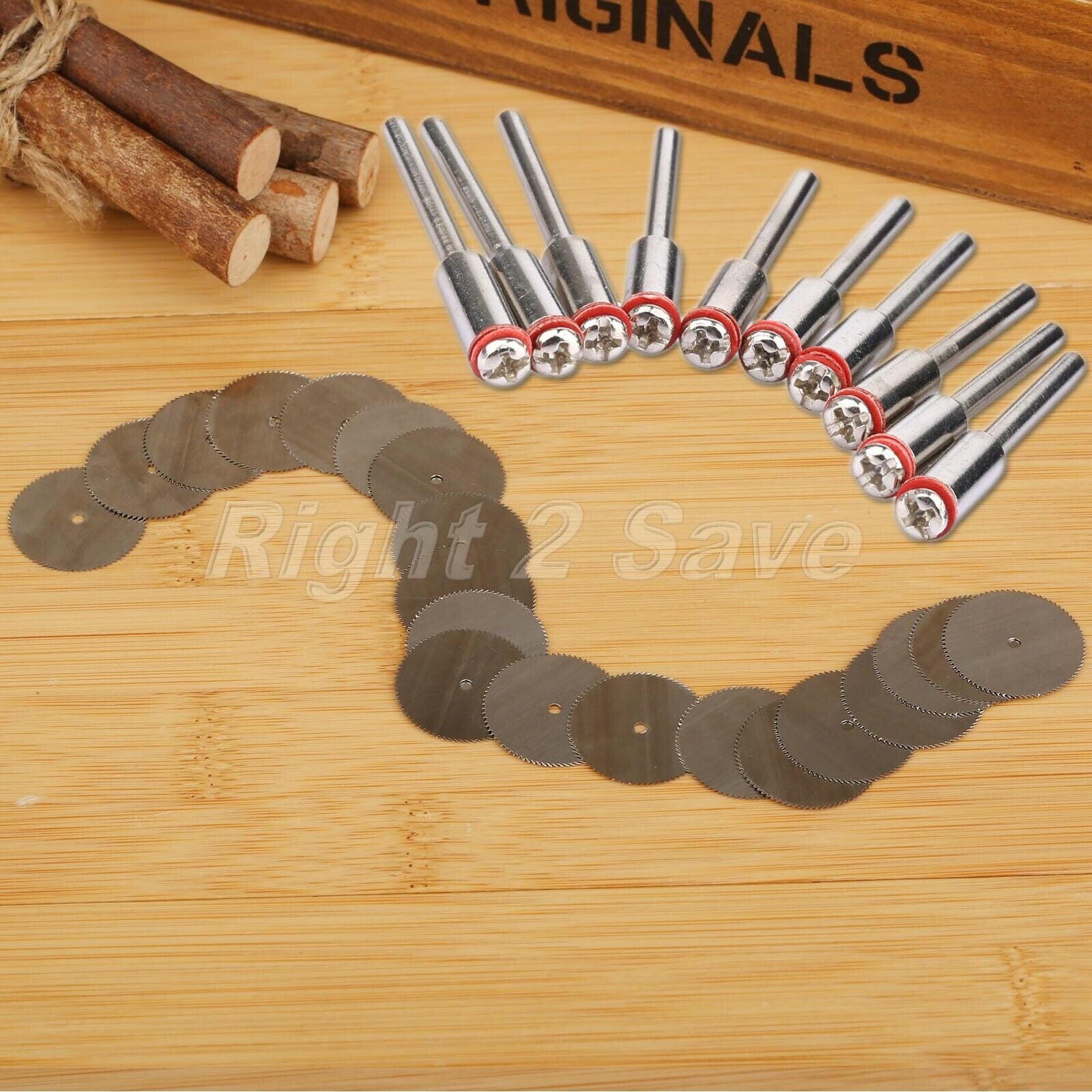 20x 25mm Steel Cut off Wheel Saw Blade Disc & 2.35mm Mandrel Rotary Tool Kit R2S
