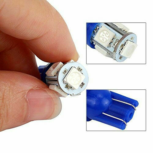 20x Ultra Blue T10 LED Bulbs Car Interior License Light 2825 192 194 5050 5 SMD