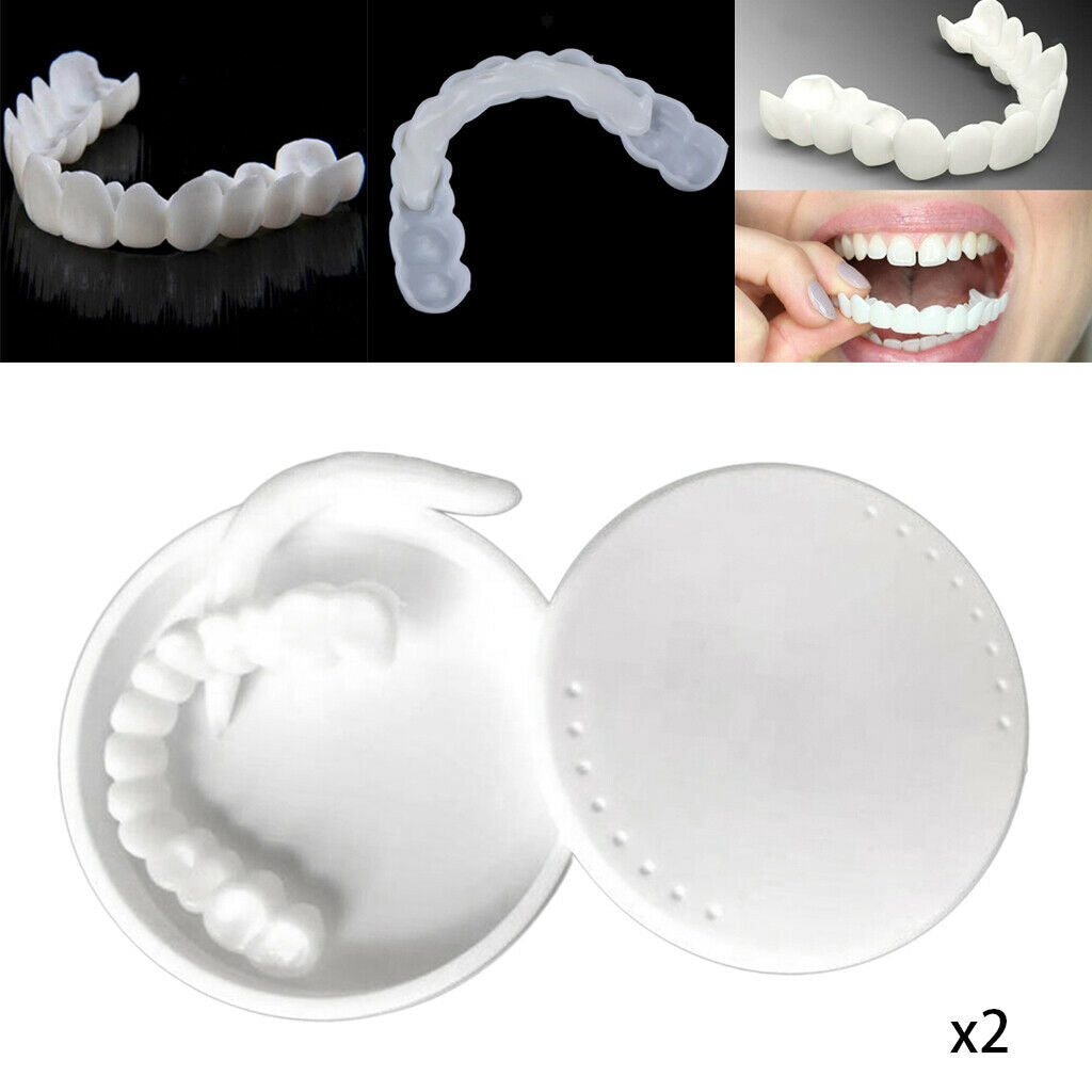 2Pcs Snap Lower False Teeth Dental Veneers Tooth Cover Simulation Braces