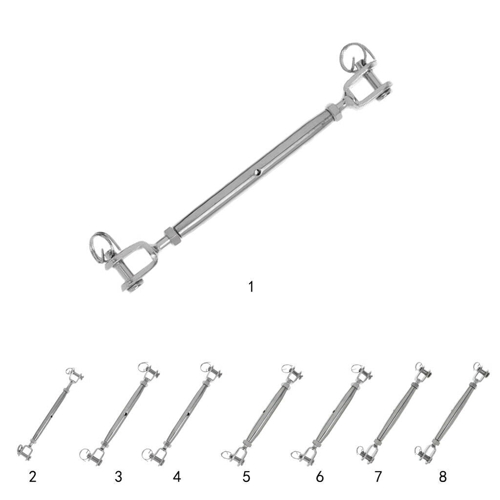 1 Pair Stainless Steel Closed Body Jaw Fork Rigging Screw for Boat Yacht M5