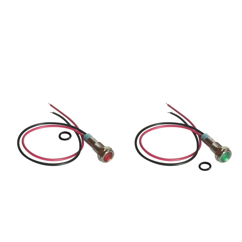 2Pcs 6mm 24V LED Indicator Light Lamp Pilot Dash for Home with Wire Leads