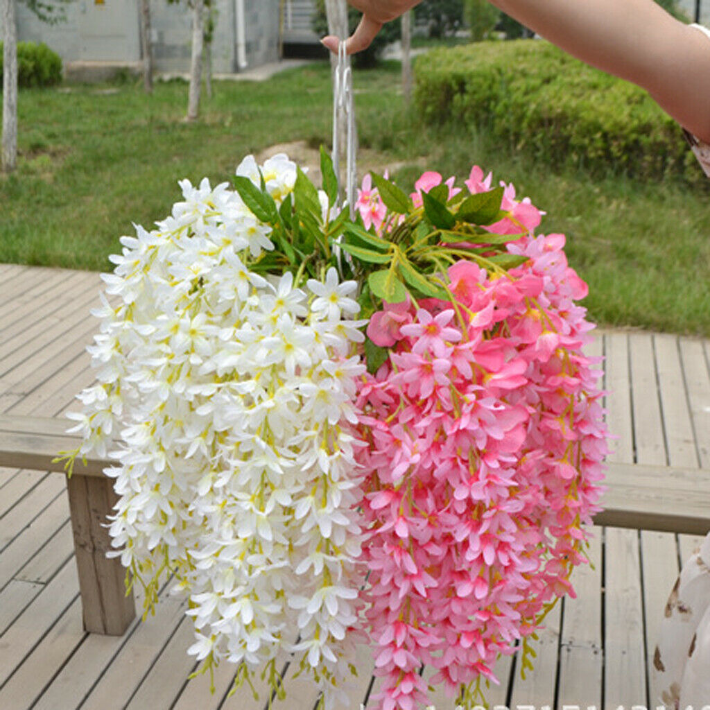 4pcs Bundle Of Silk Hanging Plants Artificial  Flower Garland Decor