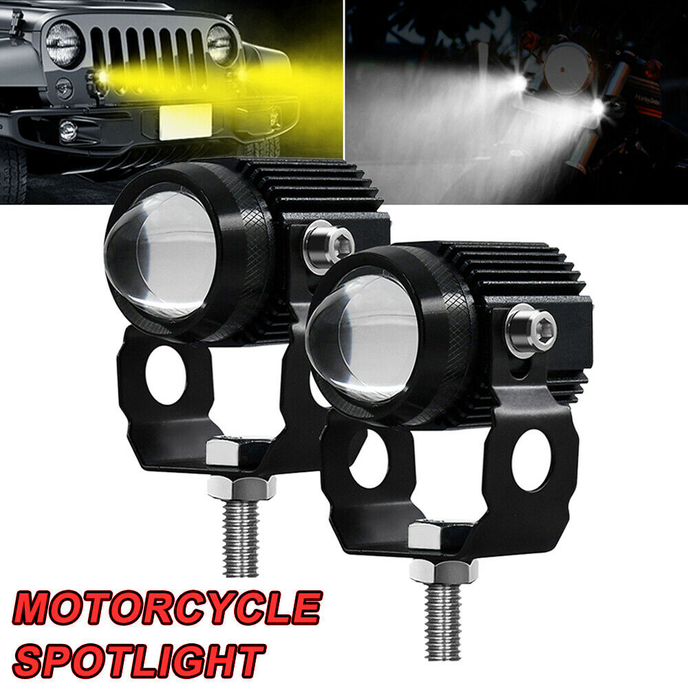 2 Motorcycle LED Spot Light Hi/lo Headlight Driving Fog Lamp Waterproof Jeep SUV