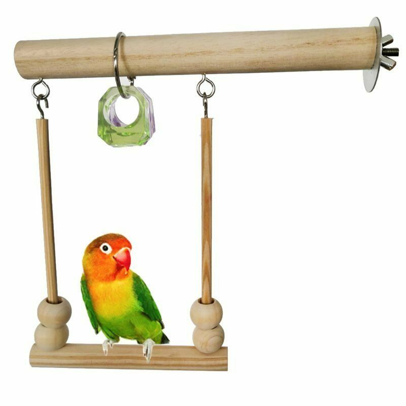 Wooden Parrot Bird Cage Perches Stand Tree Branch Pet Budgie Hanging ToysB Tt
