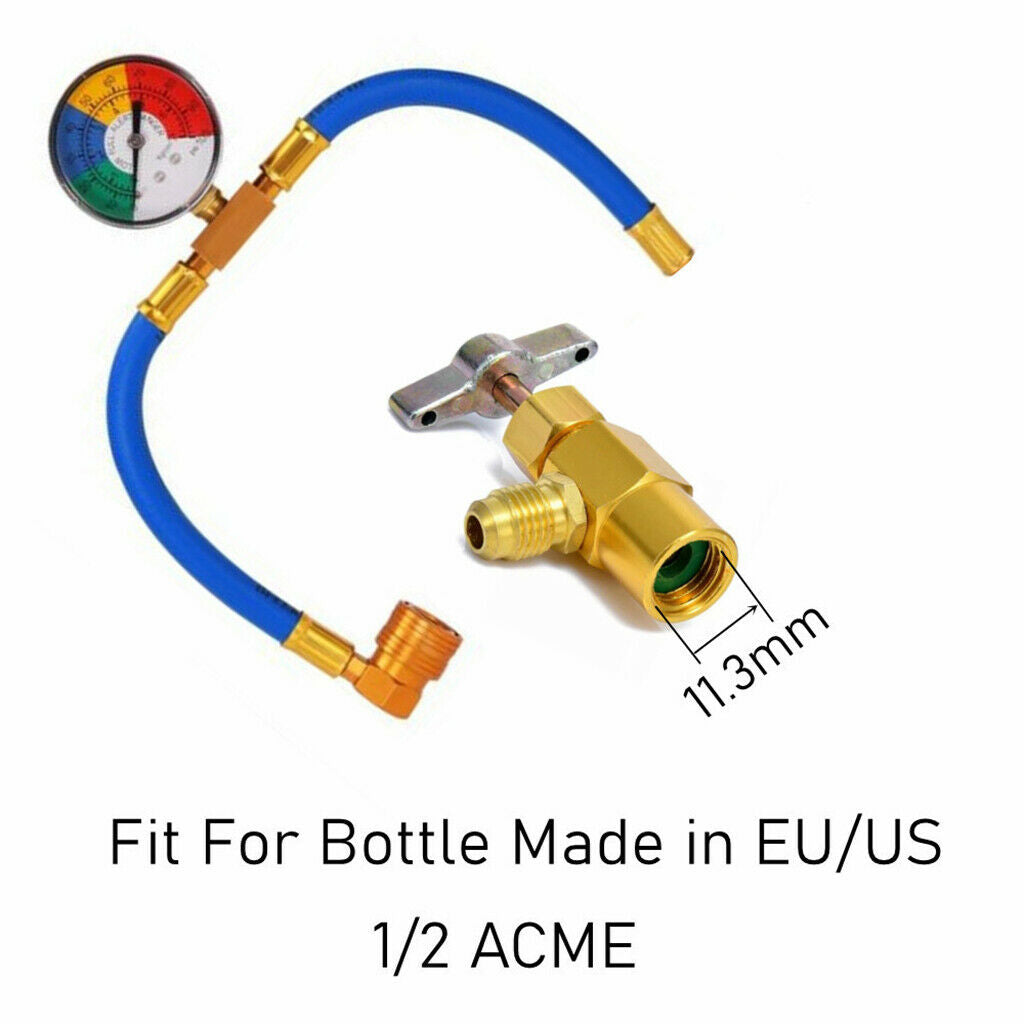 R134A Recharge Hose Atuo Car AC Charging Hose Valve 1/2" Acme Female Thread