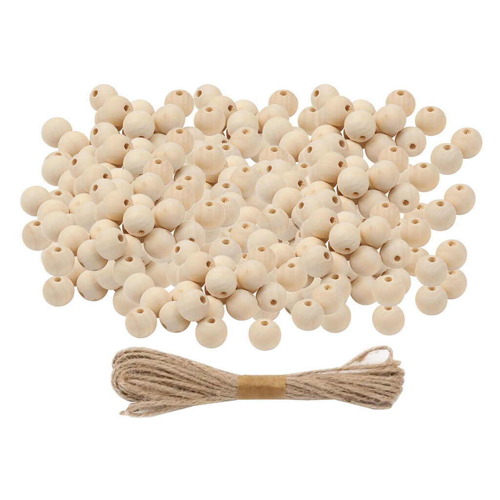 200x Round Wooden Bead Spacer Ball Loose for Making