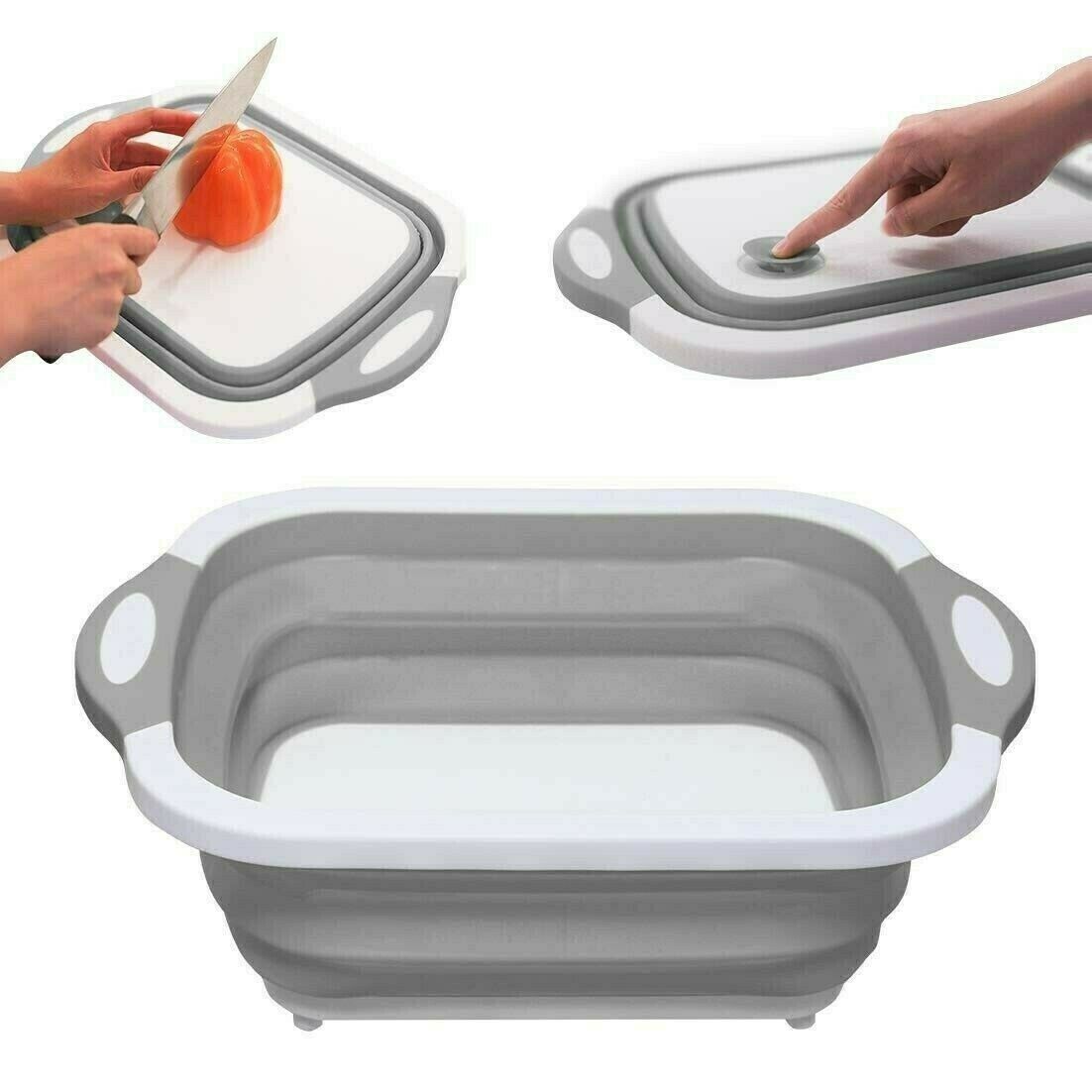 Folding Chopping Cutting Board Drain Vegetable Basket Multi-Function 2 In 1 NR9