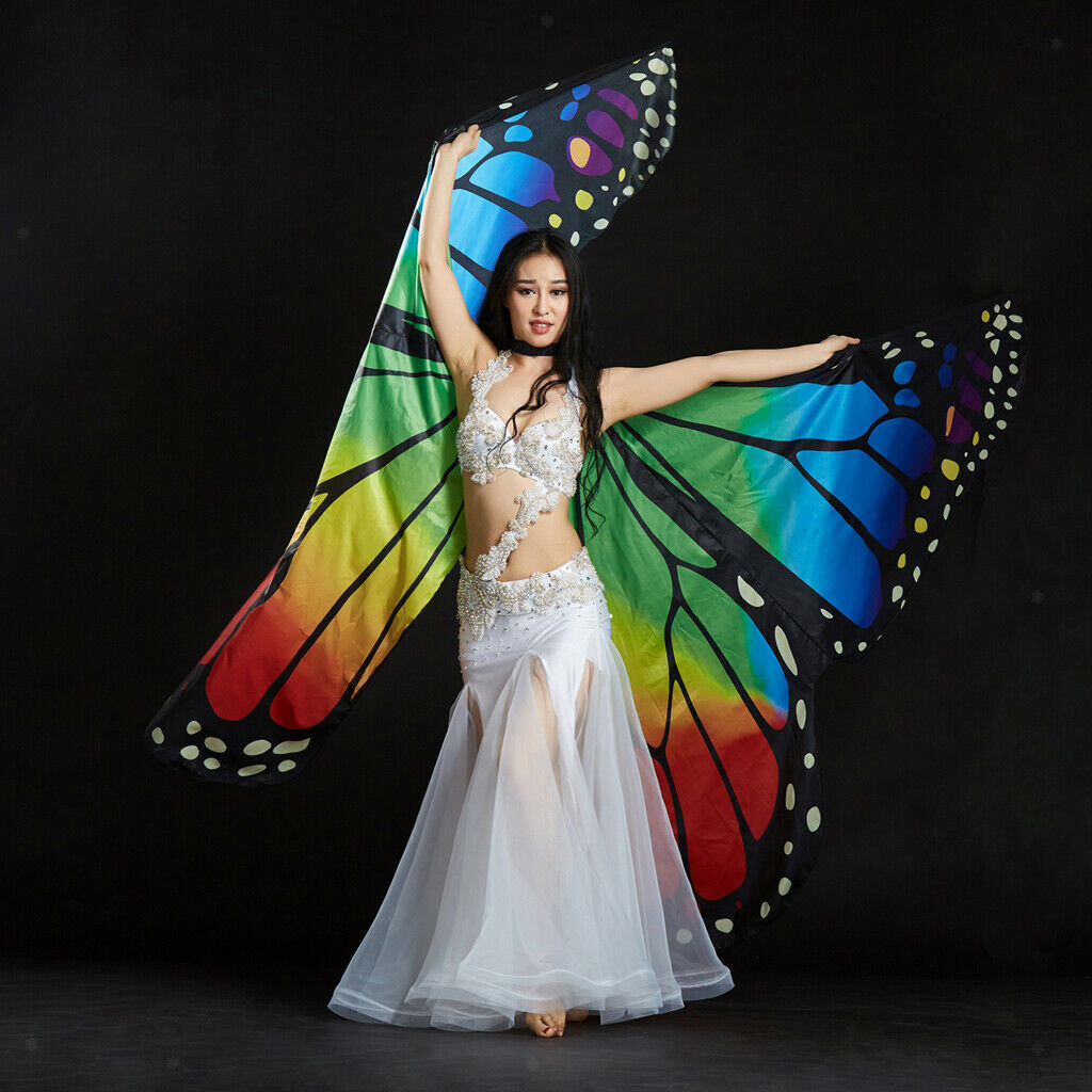 Ladies Adults Egypt Belly Dance Colorful Butterfly Angel Isis   Costume