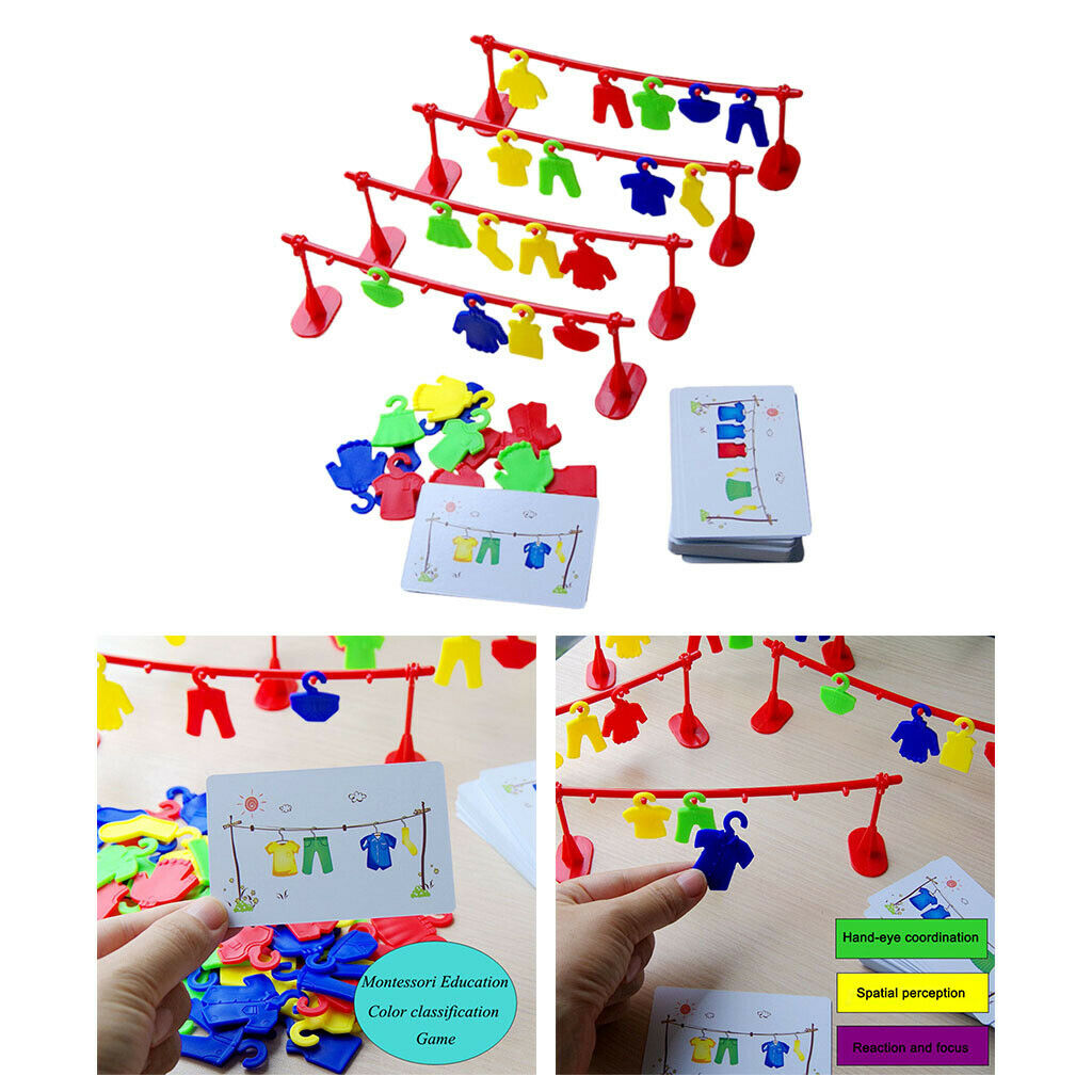 154 PCS Kids Fast Speed Hanging Drying Clothes Game Logical Thinking Toys