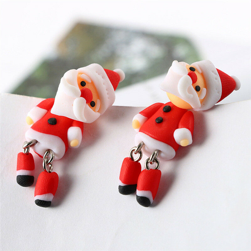 Christmas Santa Claus Earrings Handmade Polymer Clay Ear Stud Earrings Jew.l8