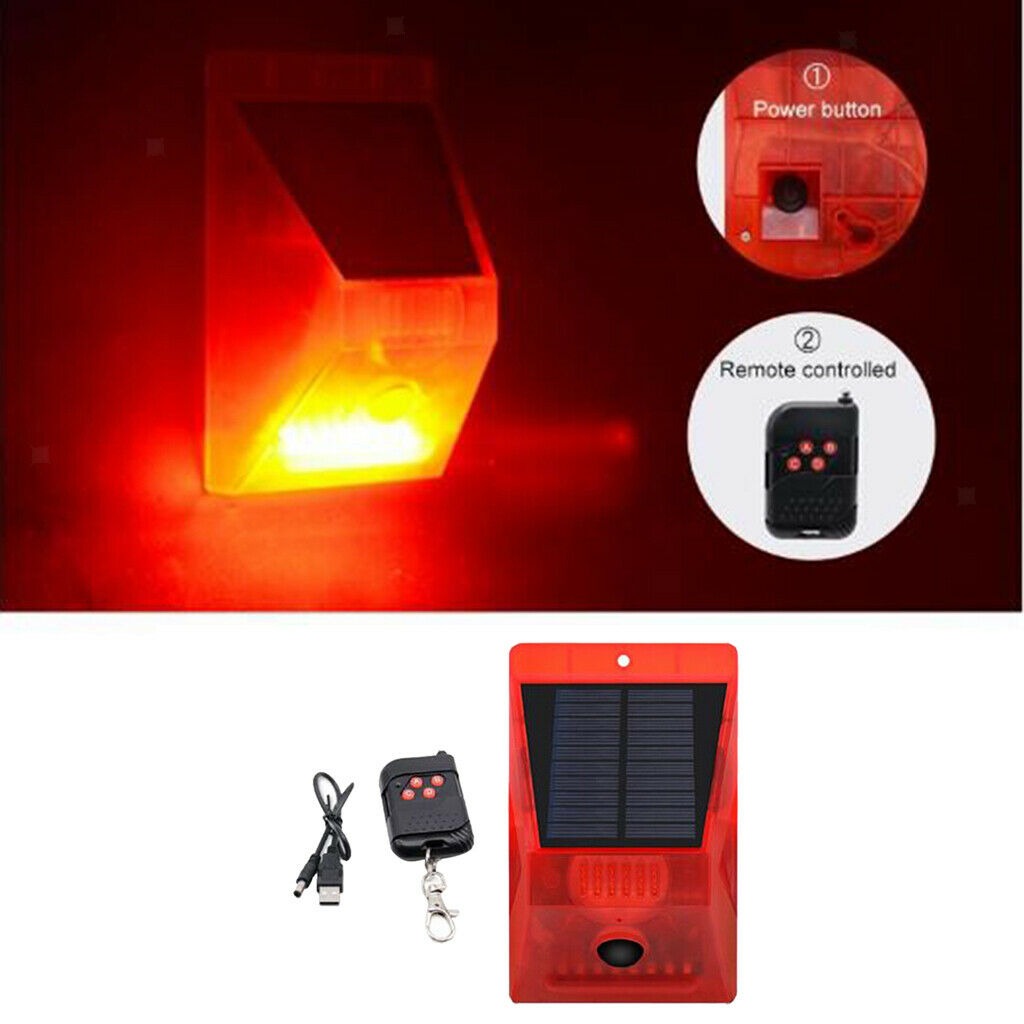 Solar Powered Siren Sound Alarm Strobe Light Home Security Alarm System Yard