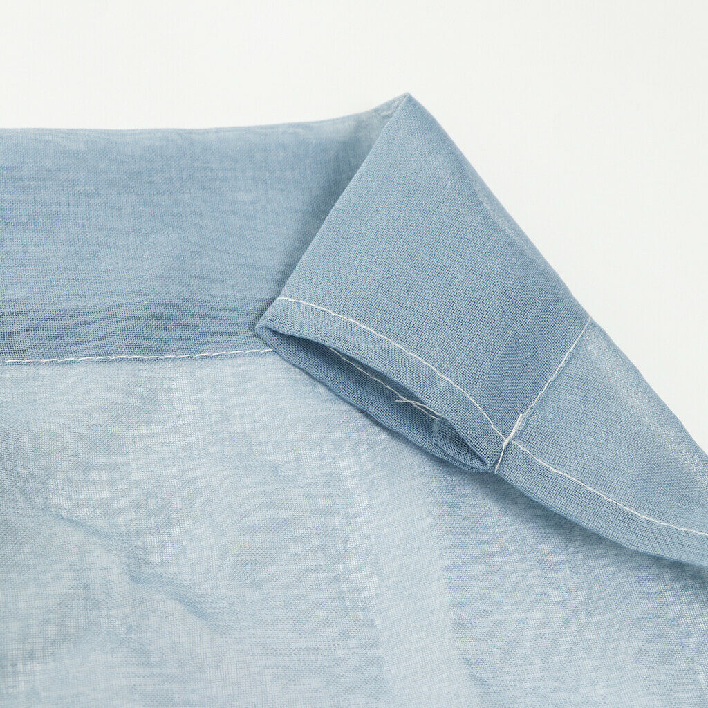 Embroidery Blue Voile Curtain Gauze Drapery 1x2.5m Rod Pocket 39 Inch Wide by 98