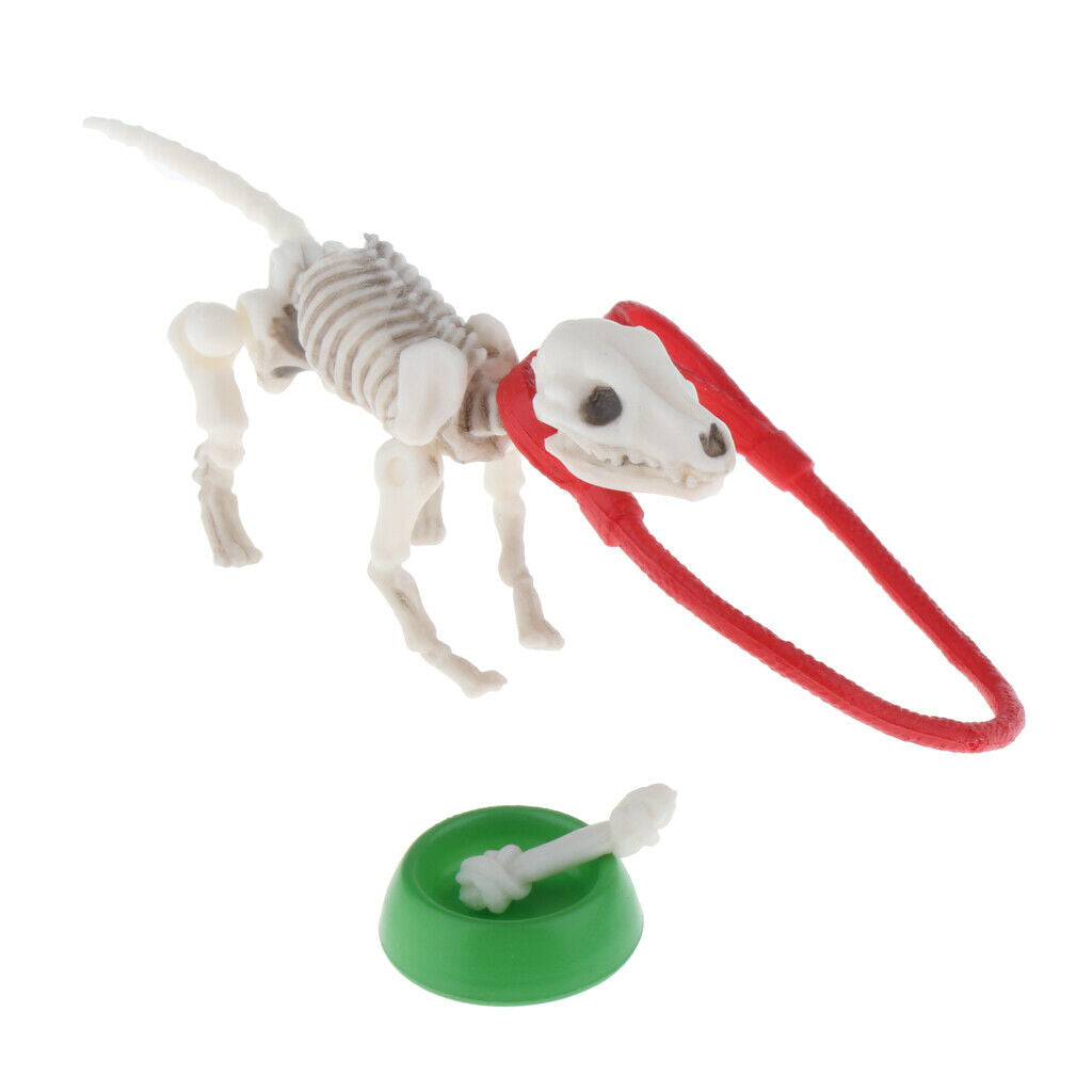Skeleton Dog Kids Role Toys Halloween Home Photo Props with Bowl Bone Set